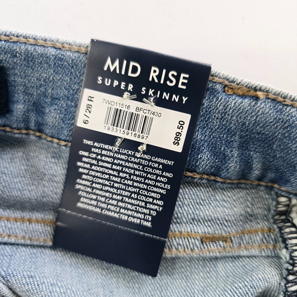 Lucky Brand Ava Mid Rise Skinny Jeans 28 Light Wash Stretch NWT - Picture 8 of 8